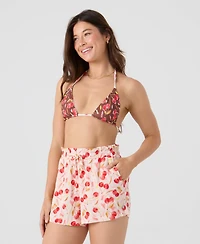 Roxy Women's Cherry Printed Reversible Mini Tiki Tri Halter Bikini Top