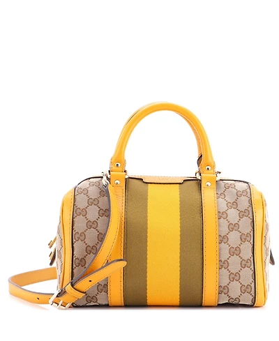 Pre-Owned Gucci Small Vintage Web Boston Bag Gg Canvas