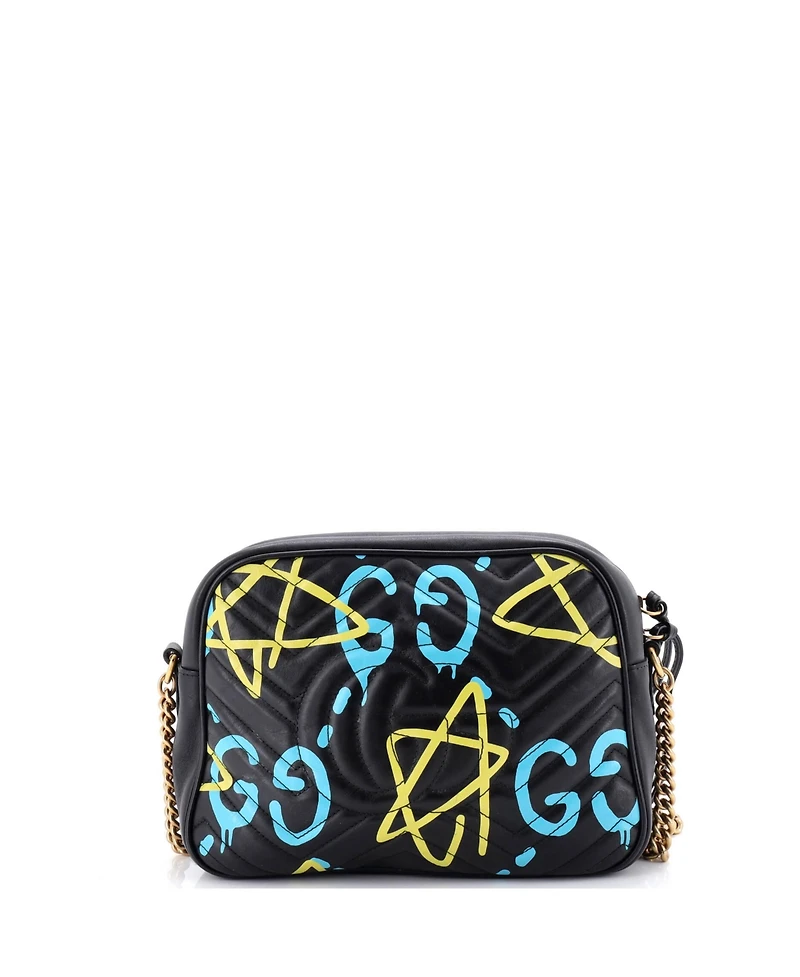 Pre-Owned Gucci Medium Gg Marmont Shoulder Bag GucciGhost Matelasse Leather