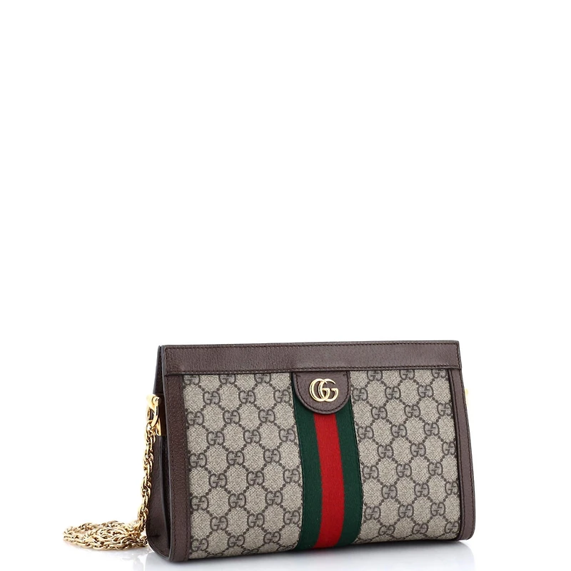 Pre-Owned Gucci Small Ophidia Chain Shoulder Bag Gg Coated Canvas