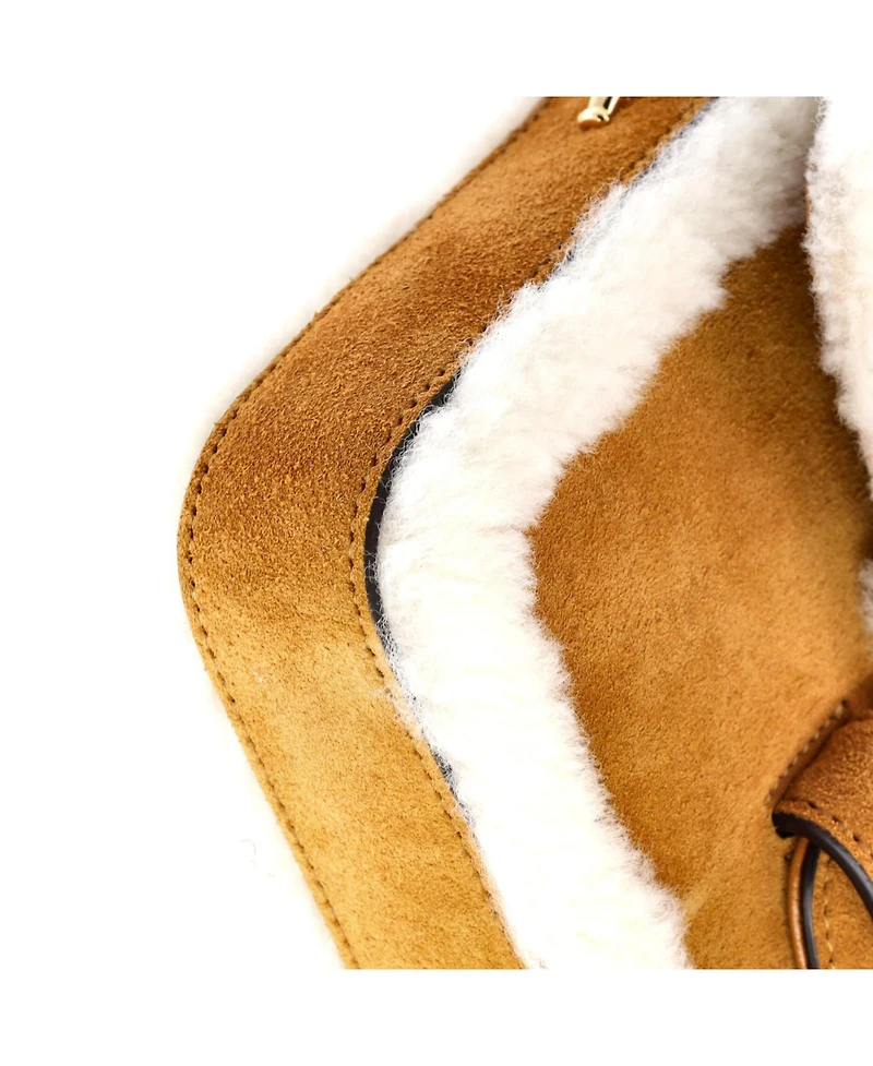 Pre-Owned Gucci Mini Horsebit 1955 Shoulder Bag Suede with Shearling