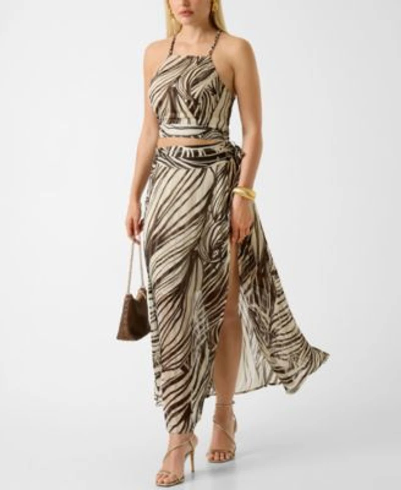 Guess Womens Gaelle Printed Sleeveless Crop Top New Romana Printed Maxi Skirt