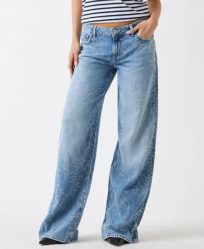 Guess Women's Low-Rise Wide-Leg Baggy Jeans