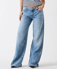 Guess Women's Low-Rise Wide-Leg Baggy Jeans