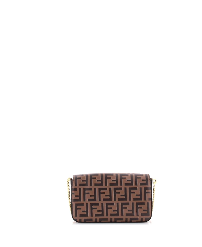 Pre-Owned Fendi F is Fendi Envelope Clutch on Chain Zucca Embossed Leather