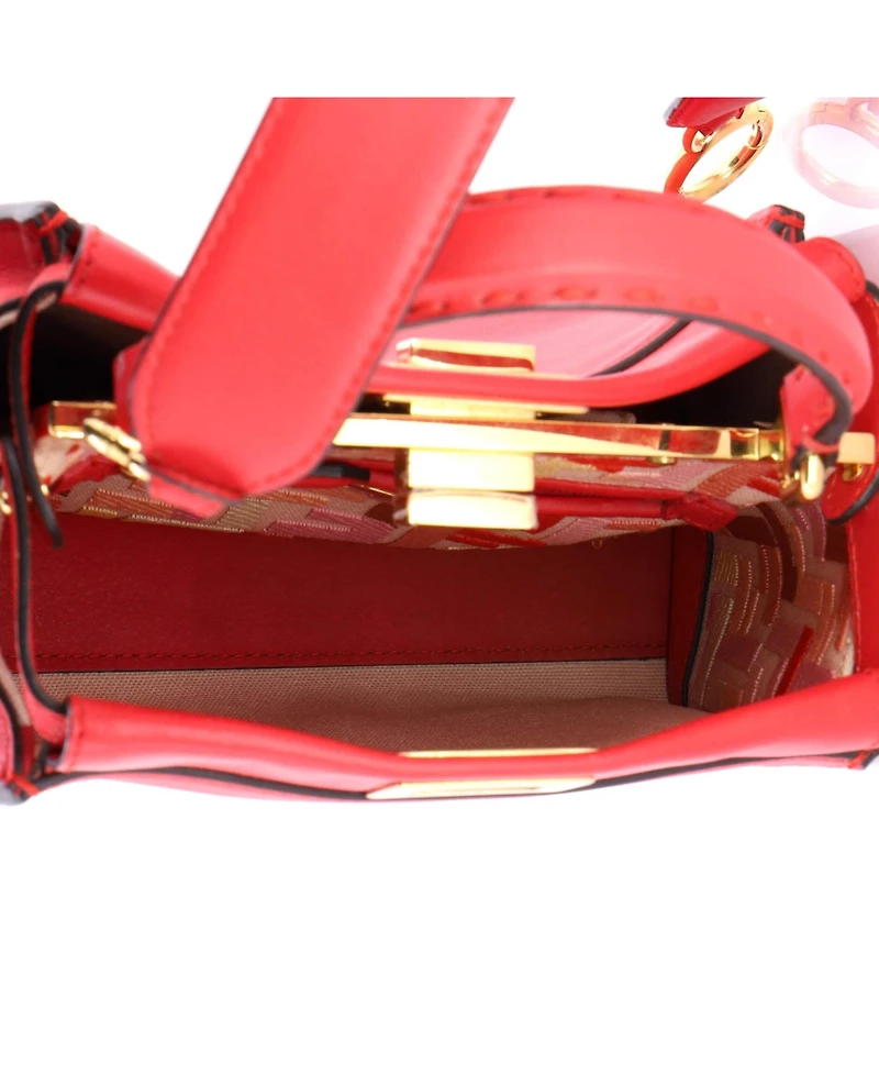 Pre-Owned Fendi Mini Peekaboo Bag Leather with Zucca Suede Interior