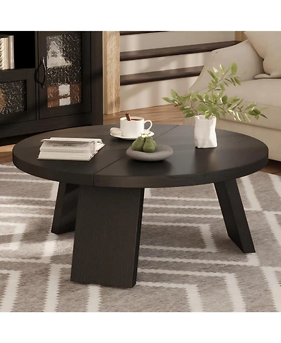 gaomon 335" Round Coffee Table, Modern Circle Center Table with Inclined Legs, Accent Cocktail Tables for Living Room, Bedroom, Easy Assembly