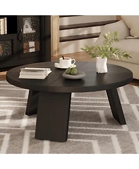 gaomon 335" Round Coffee Table, Modern Circle Center Table with Inclined Legs, Accent Cocktail Tables for Living Room, Bedroom, Easy Assembly