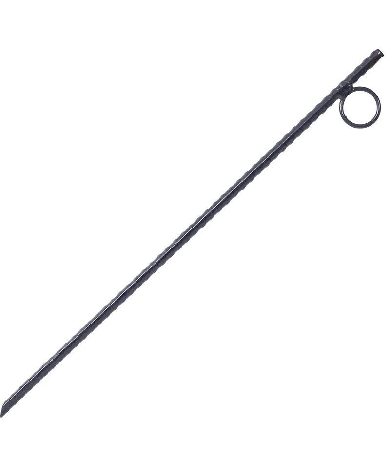 flynama 12pcs 3 Eighths x 18 Inch Steel Rebar Stakes with 1 Inch Loops Heavy Duty Angled Ends Ground Stakes for Tents Canopies Campsites