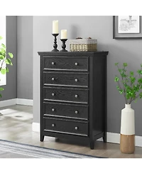 flynama Modern 5 Drawer Dresser Farmhouse Style Cabinet with Wide Slides for Living Room Bedroom Storage