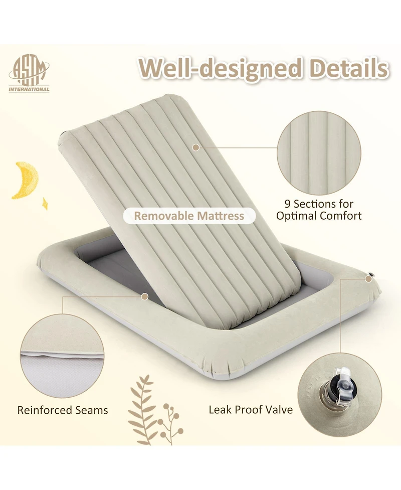 Sugift Inflatable Toddler Travel Bed with Built In Electric Pump