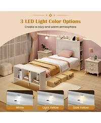 Sugift Bed Frame with Storage Headboard Usb Ports and Led Lights