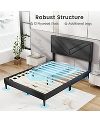 Sugift Upholstered Platform Bed with Tufted Headboard and Slats