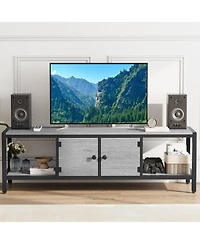 gaomon Tv Stand for Tv Up to 75 Inches, Tv Console with 2 Closed Storage Spaces and Open Shelves