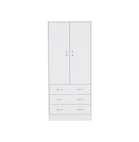 flynama Ramey Armoire Bedroom Storage Organizer with Hanging Rod Three Drawers and Stylish Handles