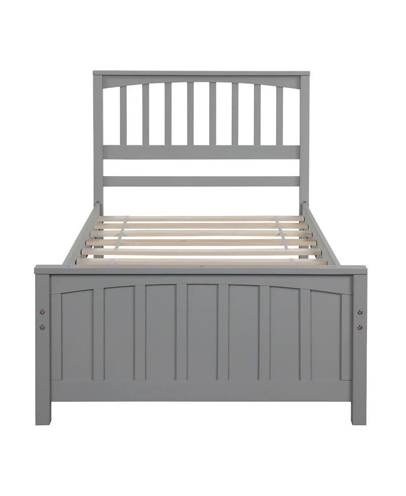 flynama Wood Platform Bed with Headboard Footboard 10 Reinforced Slats No Box Spring Needed