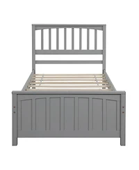 flynama Wood Platform Bed with Headboard Footboard 10 Reinforced Slats No Box Spring Needed