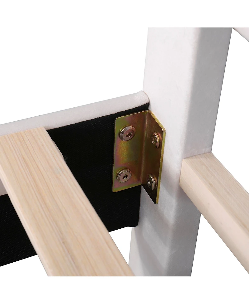 flynama Upholstered Platform Bed Flower Pattern Velvet Headboard No Box Spring Needed