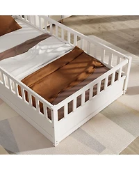 flynama Montessori Wood Floor Bed High Security Barrier Door