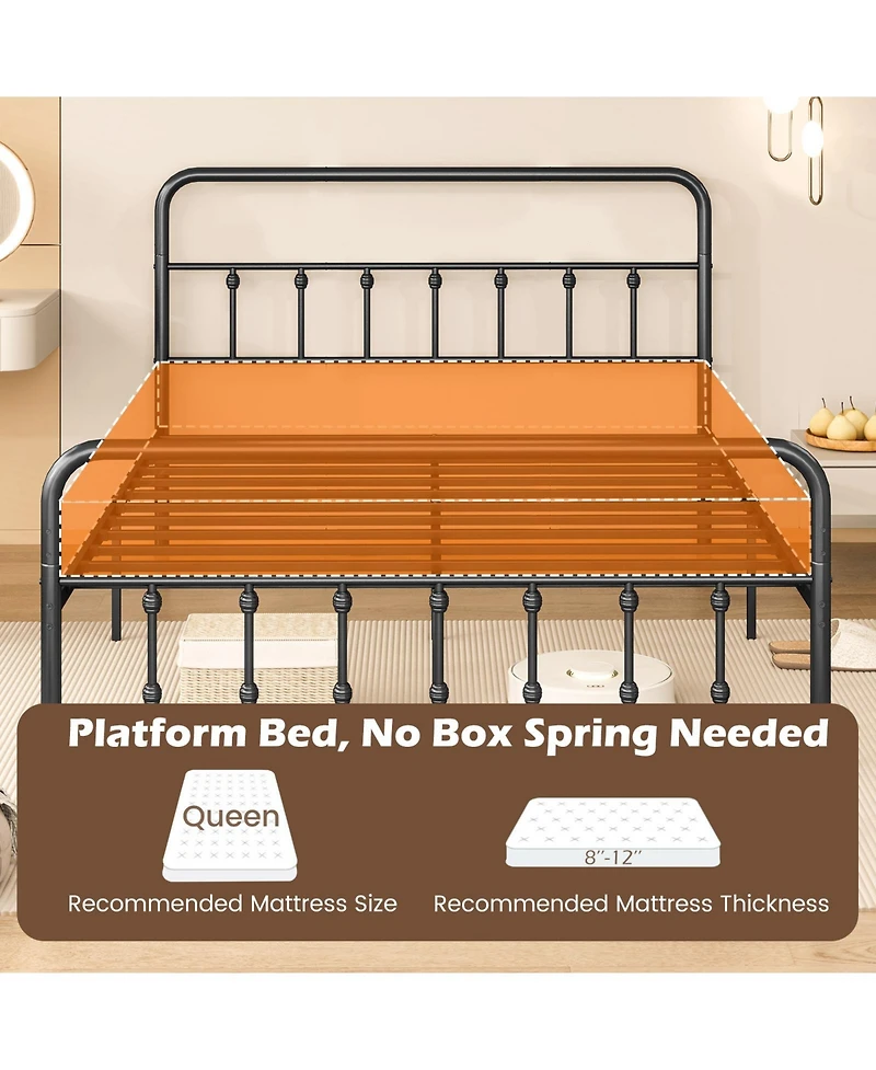 Sugift Bed Frame with Headboard and Under Bed Storage