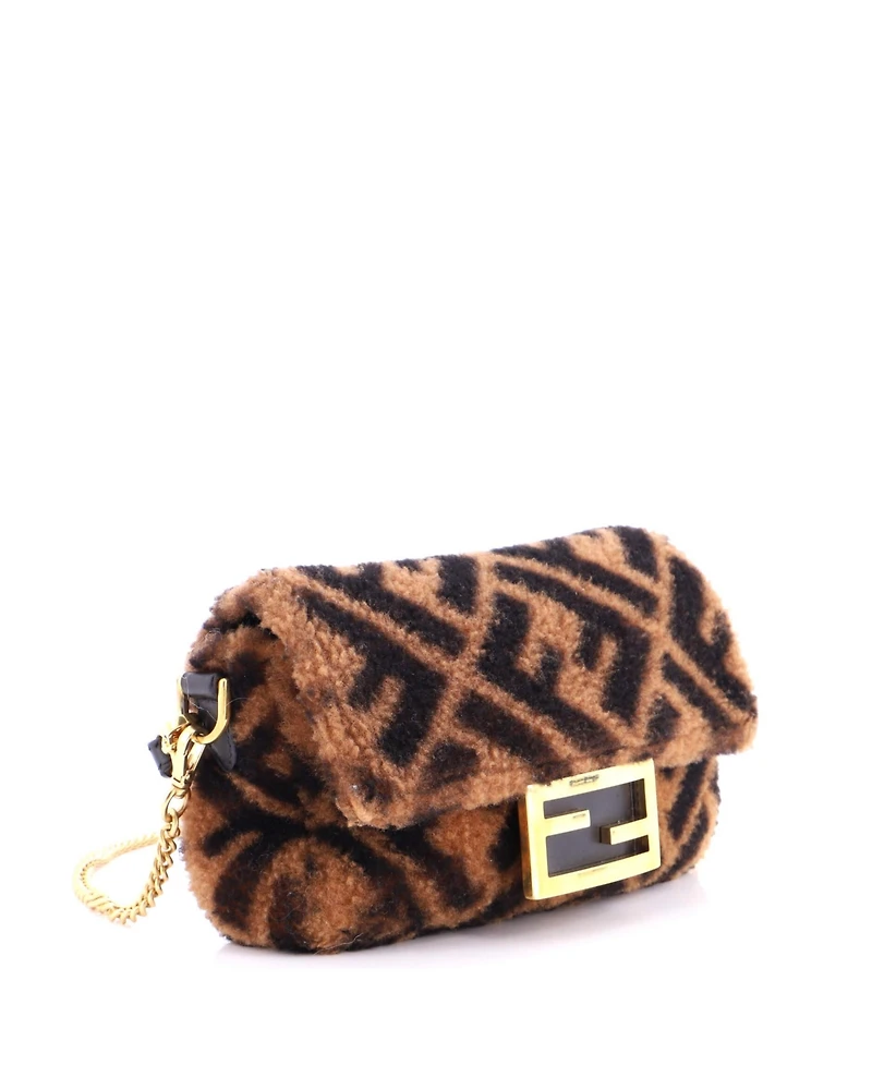 Pre-Owned Fendi Mini Baguette Nm Bag Zucca Shearling