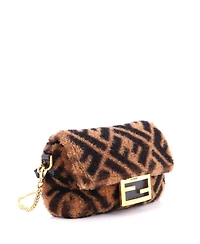 Pre-Owned Fendi Mini Baguette Nm Bag Zucca Shearling