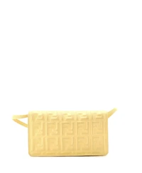 Pre-Owned Fendi Baguette Wallet on Chain Zucca Embossed Leather