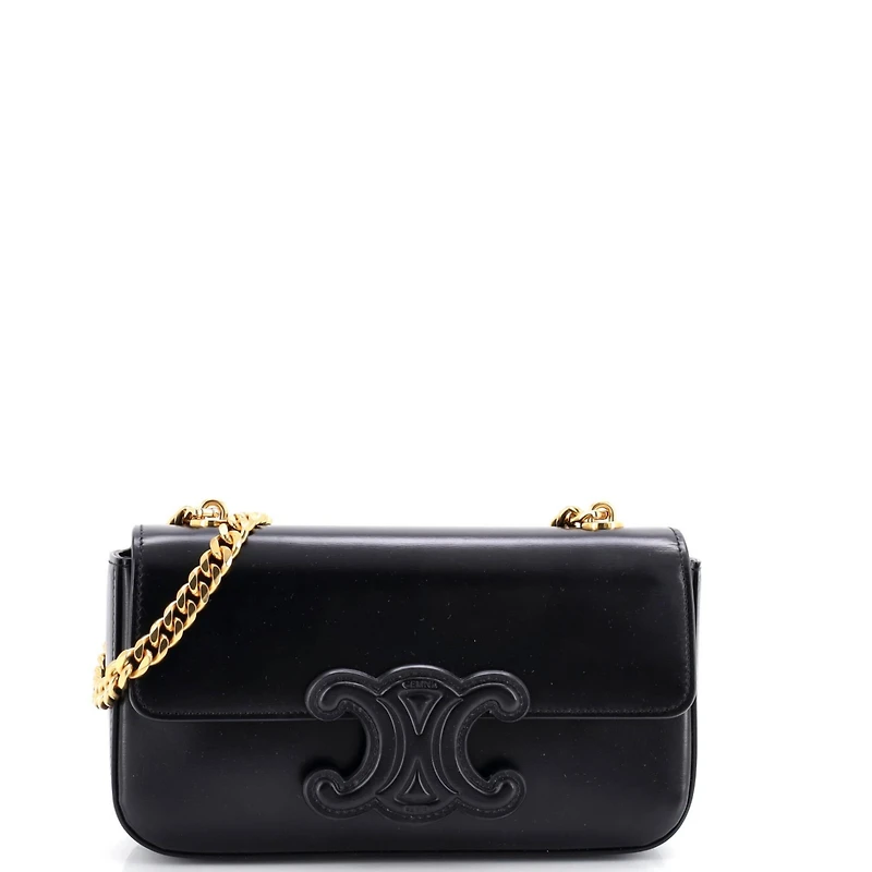 Pre-Owned Celine Small Triomphe Chain Shoulder Bag Leather