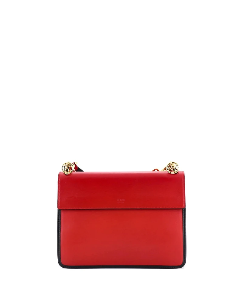 Pre-Owned Fendi Medium Kan I F Shoulder Bag Leather with Zucca Embossed Detail