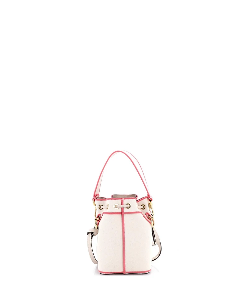 Pre-Owned Fendi Mini Logo Mon Tresor Bucket Bag Embroidered Canvas