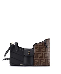 Pre-Owned Fendi Mini Bustine 3 Pockets Crossbody Bag Leather and Zucca Coated Canvas