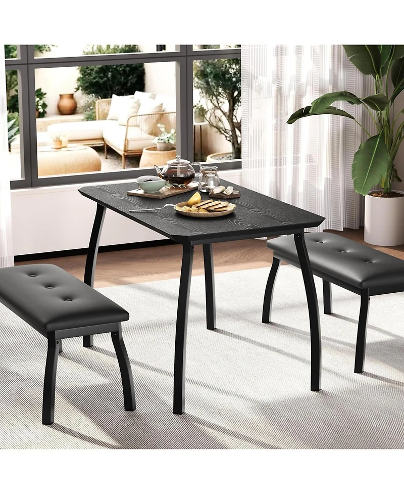 gaomon Dining Table Set for 4, Metal Frame Kitchen, 3Pcs Room Furniture Apartment, Studio, Home, Easy Assembly