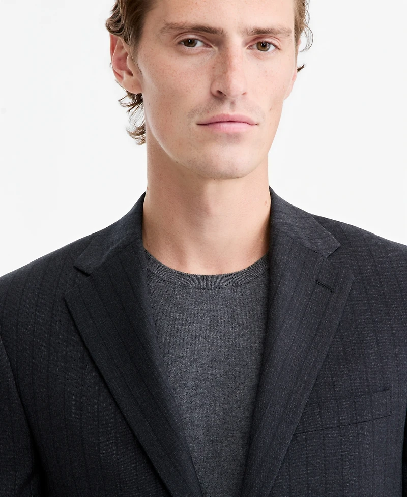 Calvin Klein Mens Slim-Fit Wool-Blend Pinstripe Suit Jacket