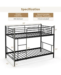 Sugift Metal Bunk Bed with Ladder and Full Length Safety Guardrails