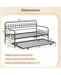 Sugift Twin Daybed with Curved Backrest and Armrests