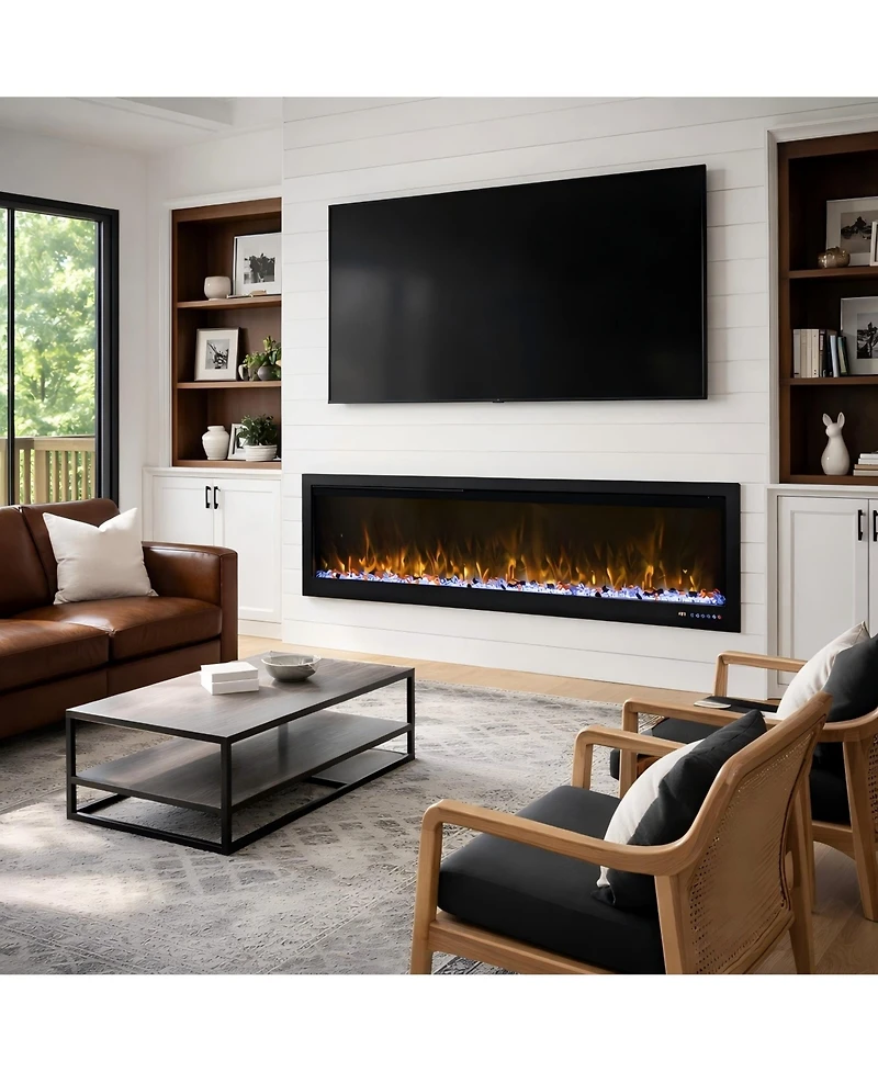Boyel living 42 Inches Linear Electric Fireplace with Multi-color Flame Effect, Remote Controlled