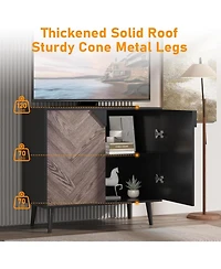 gaomon 31 Point 5 Inch Storage Cabinet with Shelf and Doors Heavy Duty Woodgrain Finish for Dining Room Living Room and Entryway