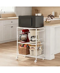 Yigii Adjustable Shelf Kitchen Cart with Metal Frame and Wheels for Versatile Storage