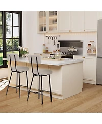 gaomon 37" Set of 4 Modern Upholstered Bar Stools, Counter Height, Backrest, Footrest, Metal Legs, Kitchen, Home, Restaurant
