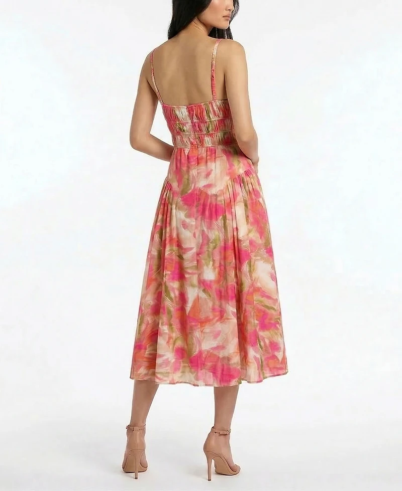 Taylor Women's Square Neck Ruched Watercolor Dress