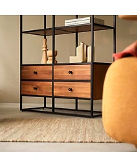 Tikamoon Acacia Wood and Metal Bookcase 175 cm