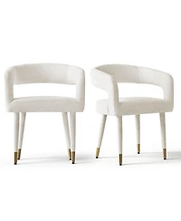 Maison Boucle Chenille Upholstered Dining Armchairs Set of 2 with Curved Back