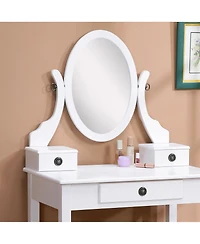 Flynama Chic Standard Vanity Table with Basic Standard Mirror and Cushioned Stool Makeup