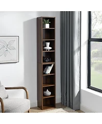 Rainsken 8-Tier Tall Narrow Bookshelf, Slim Storage Cabinet & Display Bookcase with Adjustable Shelves for Living Room
