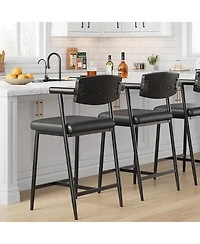 gaomon 26" Counter Height Bar Stools Set of 2 with Arms, Upholstered Modern Metal Bar Chairs, Back & Footrest for Kitchen Island