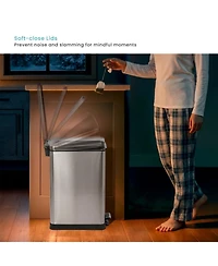 Home Zone Living 11 Gallon Kitchen Trash Can with Soft-Close Lid and Slim Stainless Steel Design