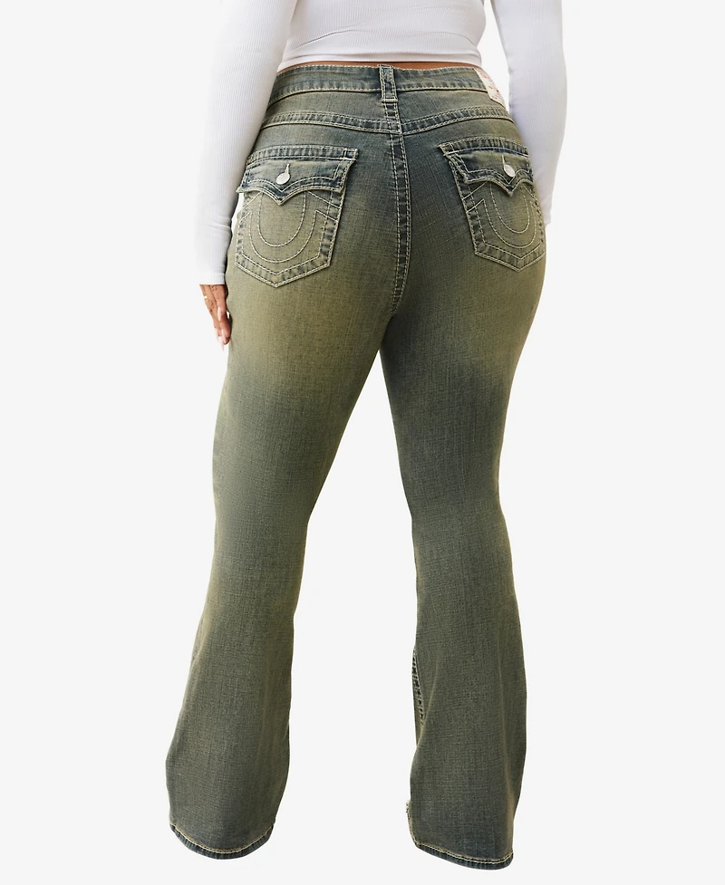 True Religion Plus Becca Mid-Rise Bootcut Big T Flap Jeans