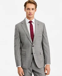 Ted by Baker Men's Modern-Fit Gray & Wine Plaid Suit Separate Jacket
