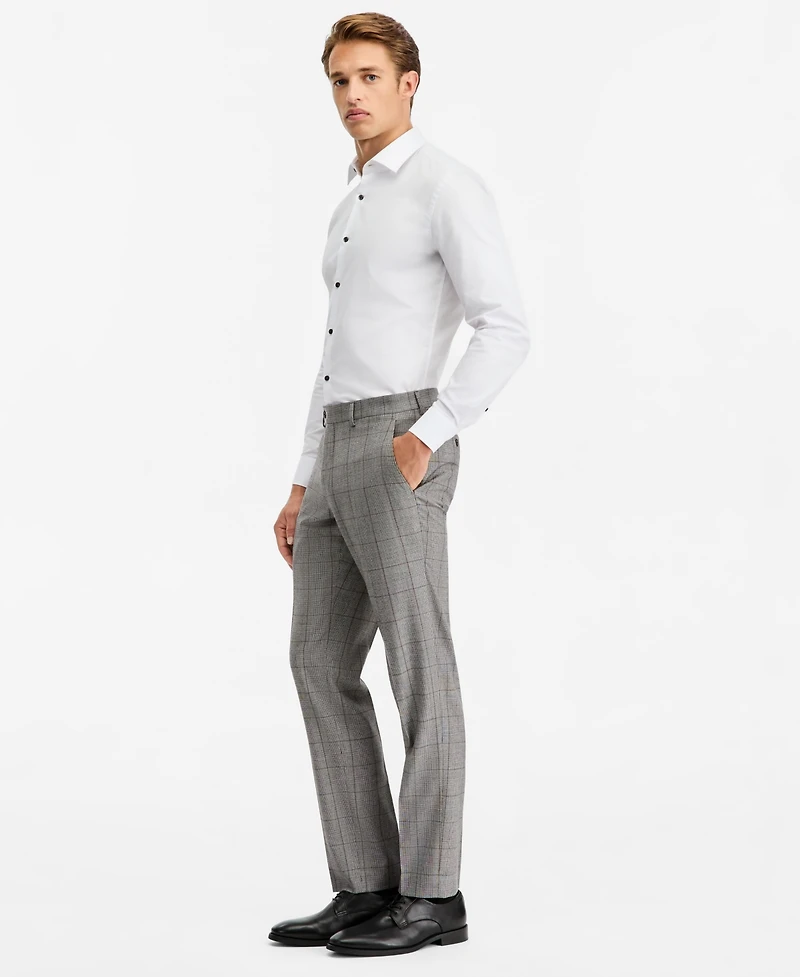 Ted by Baker Men's Modern-Fit Gray & Wine Plaid Suit Separate Pants