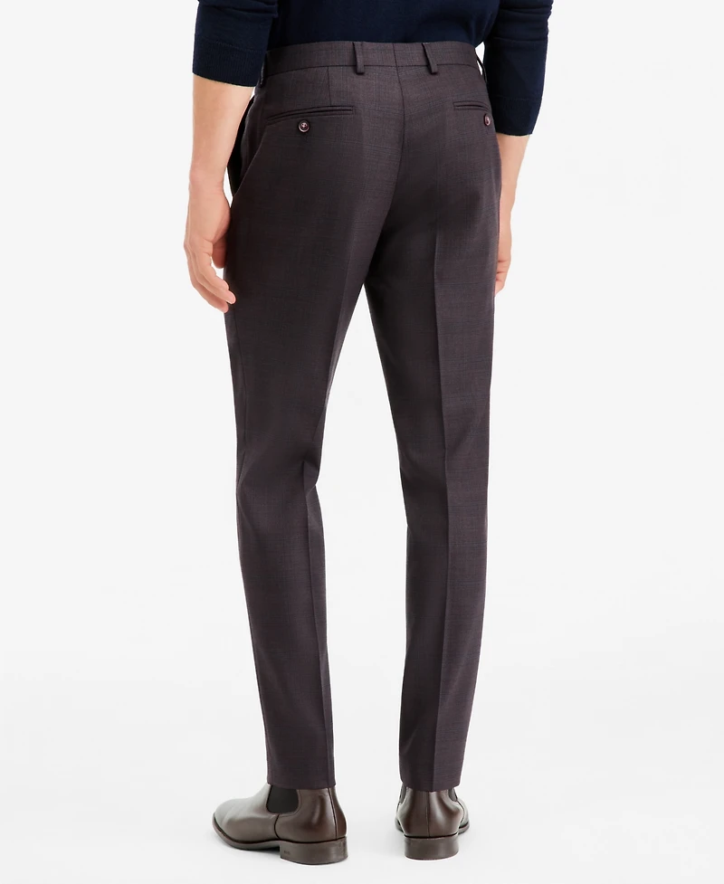 Ted by Baker Men's Modern-Fit Burgundy Plaid Suit Separate Pants